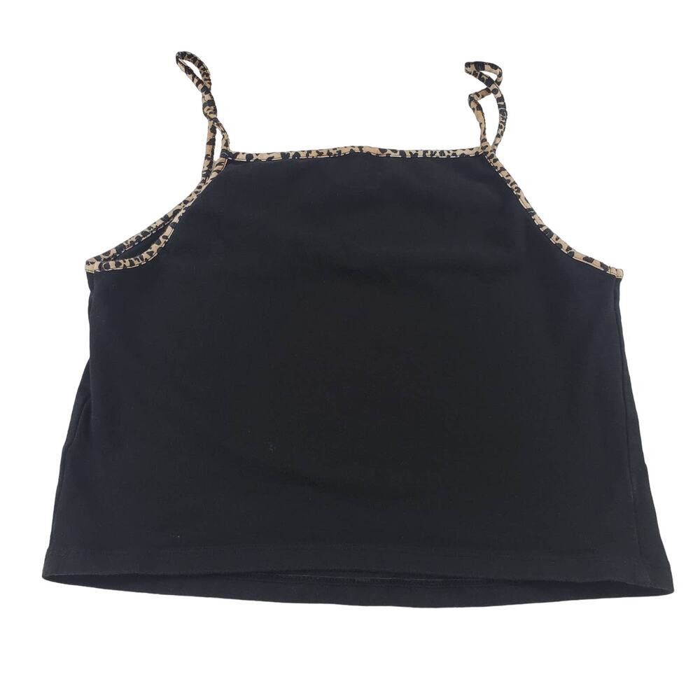 Forever 21 Teen Womens Crop Top Large Black Animal Print Straps
